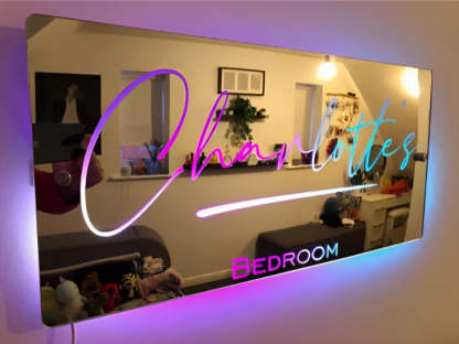 Personalized Handmade LED Illuminated Mirror Sign Light Up Bedroom Name Display-LED Solar Fairy Lights
