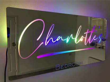 Personalized Handmade LED Illuminated Mirror Sign Light Up Bedroom Name Display-LED Solar Fairy Lights
