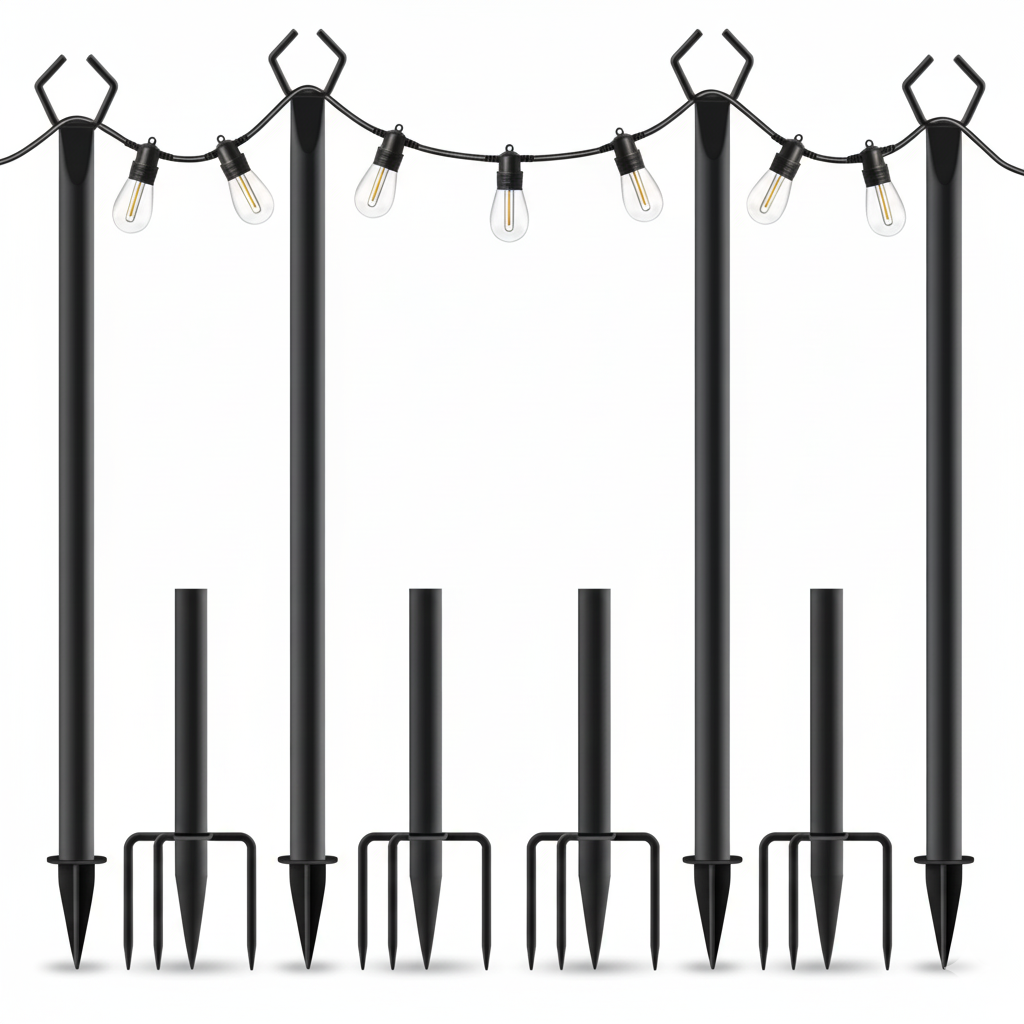 Pack of 4 10 Ft String Light Poles