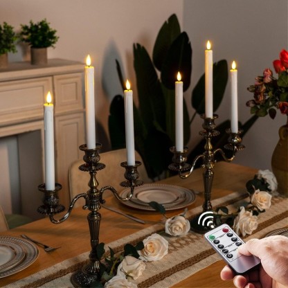 Flameless Taper Candles With Remote Timer Dimmer
