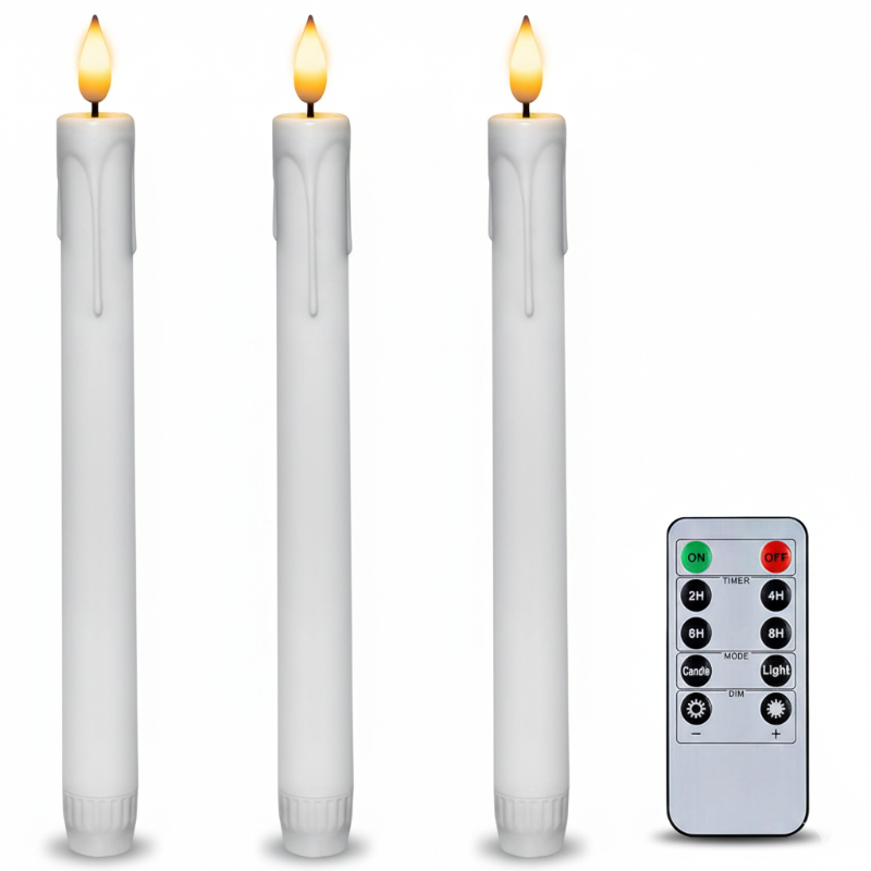 Flameless Taper Candles With Remote Timer Dimmer