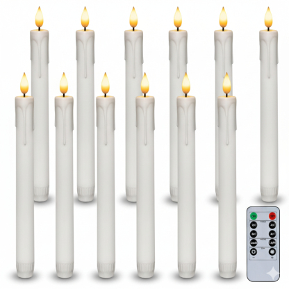 Flameless Taper Candles With Remote Timer Dimmer