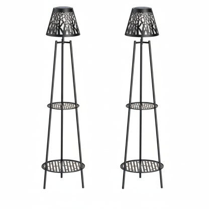 Outdoor Floor Lamps with 2 Tier Plant Stand
