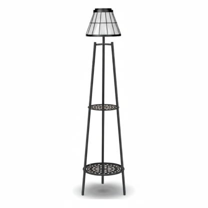 Outdoor Floor Lamps with 2 Tier Plant Stand