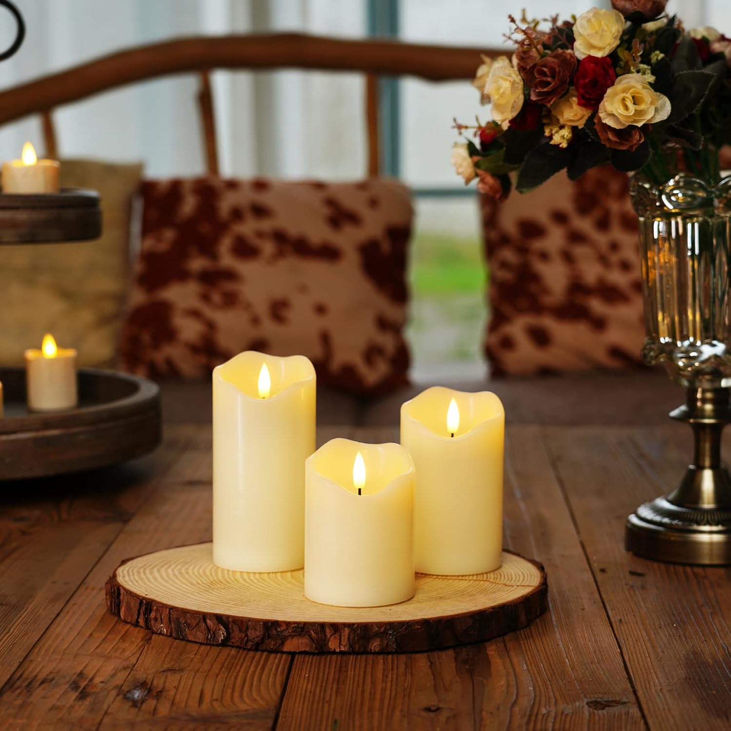 LED Pillar Flameless Candles Battery Operated With Remote Control And Timer