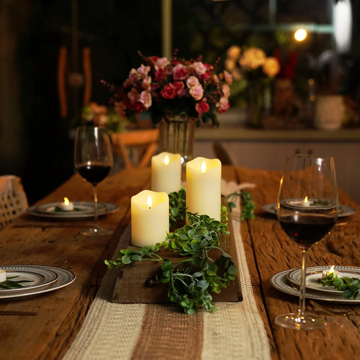 LED Pillar Flameless Candles Battery Operated With Remote Control And Timer