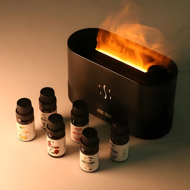 Flame Aroma Diffuser Organic Plant Essential Oil Set-LED Solar Fairy Lights
