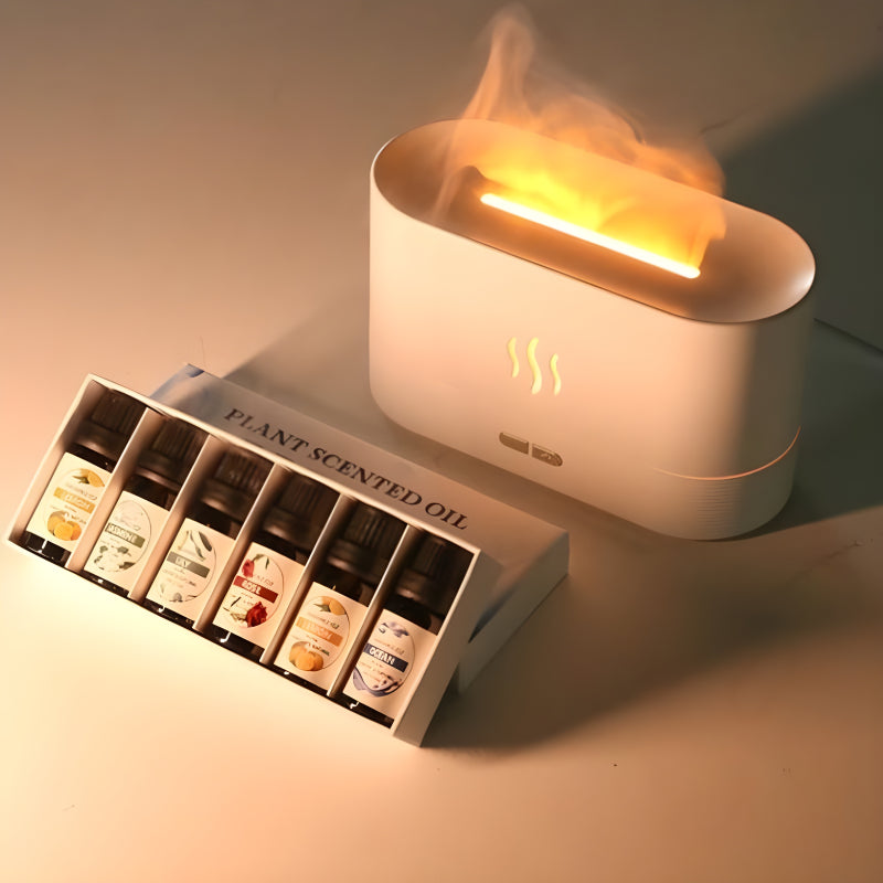 Flame Aroma Diffuser Organic Plant Essential Oil Set-LED Solar Fairy Lights