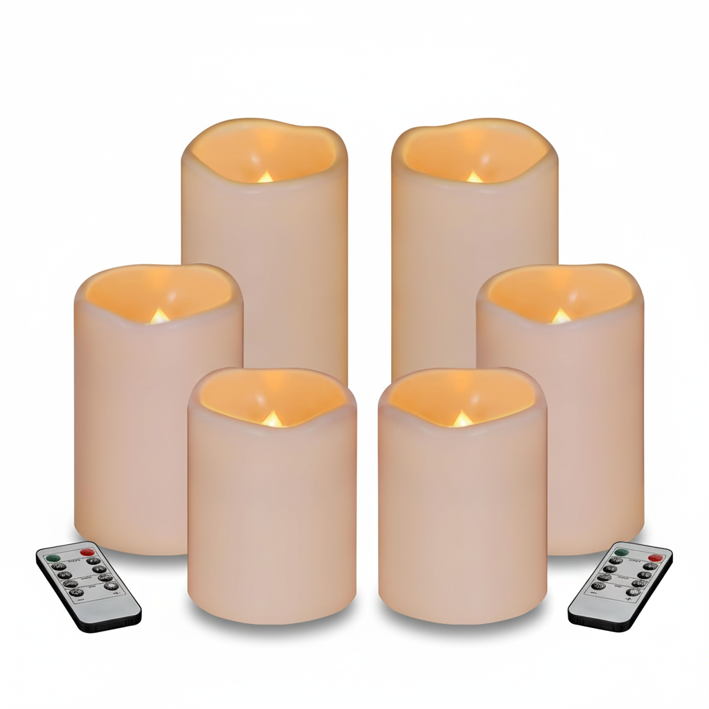 Outdoor Indoor Pillars Battery Operated Flickering Candles