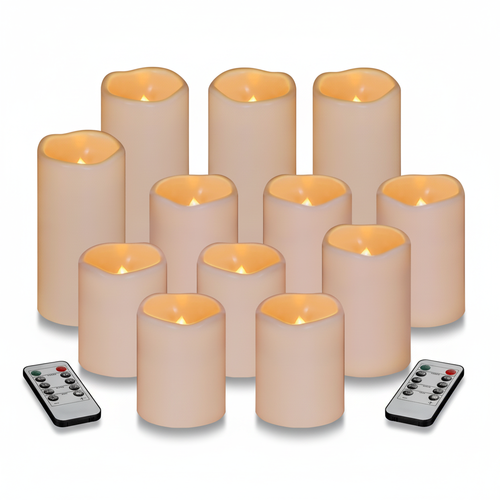 Outdoor Indoor Pillars Battery Operated Flickering Candles