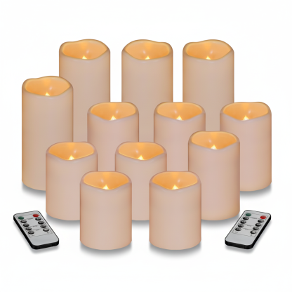 Outdoor Indoor Pillars Battery Operated Flickering Candles