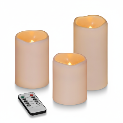 Outdoor Indoor Pillars Battery Operated Flickering Candles