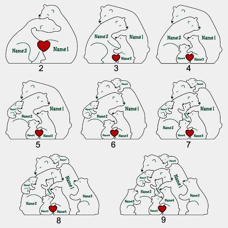 Personalized Bear Family LED Acrylic Night Light-LED Solar Fairy Lights