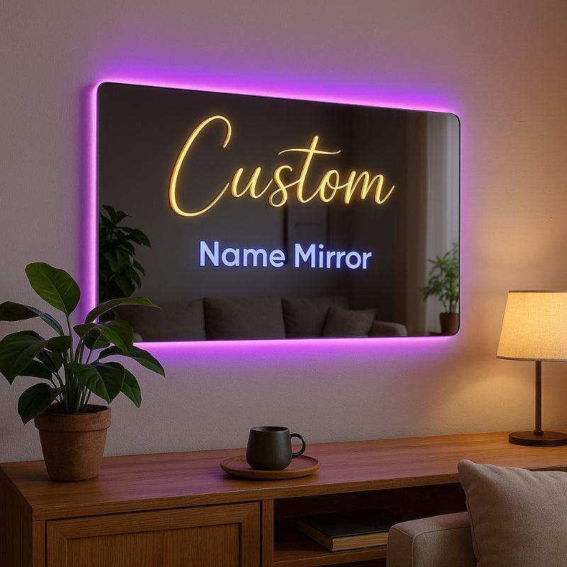 Personalized LED Name Mirror - Solar Flame Torch