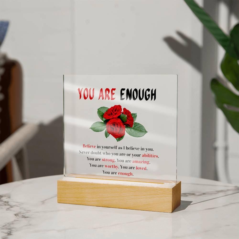 Printed Square Acrylic Plaque With LED Base - Solar Flame Torch