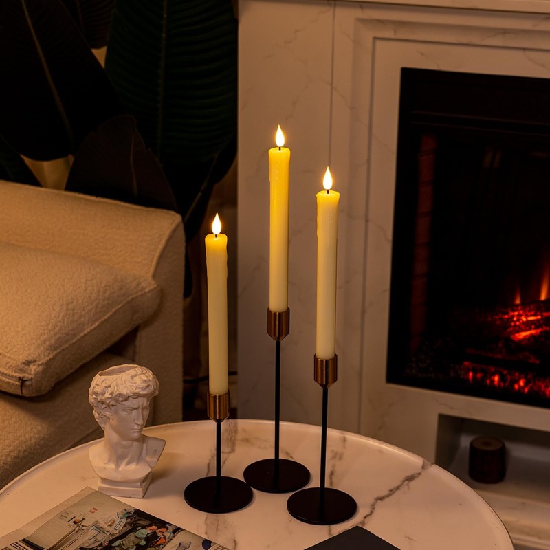 Real Wax LED Flameless Taper Candles With Remote Timer