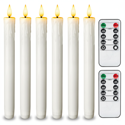 Real Wax LED Flameless Taper Candles With Remote Timer