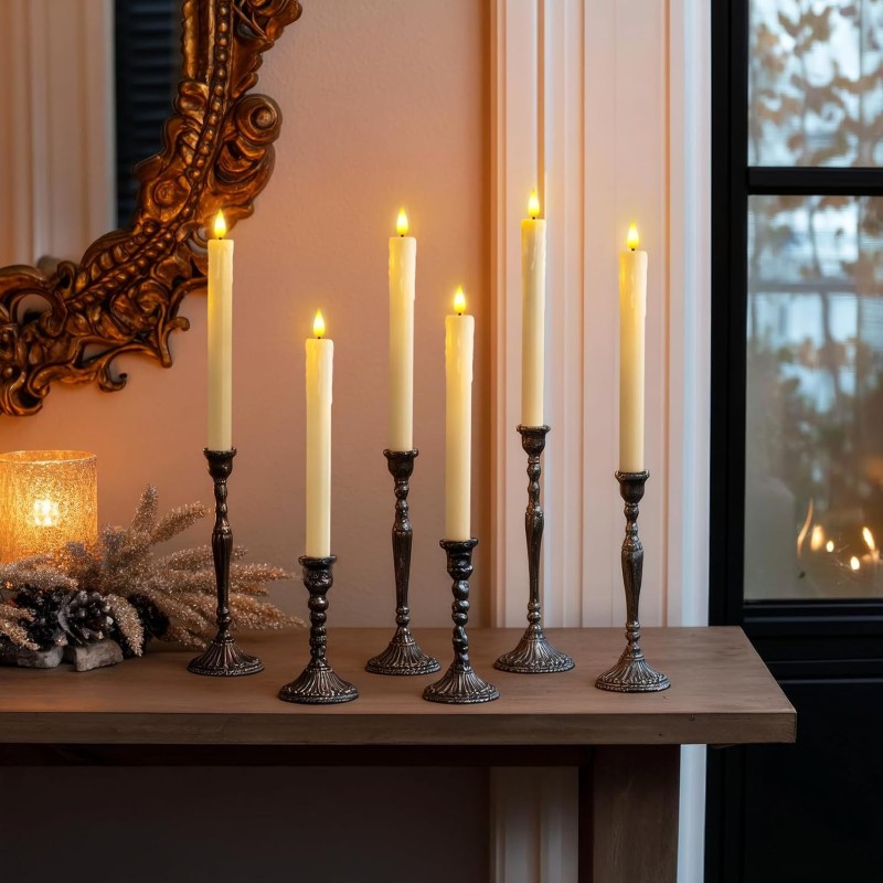 Real Wax LED Flameless Taper Candles With Remote Timer