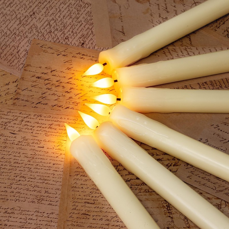 Real Wax LED Flameless Taper Candles With Remote Timer