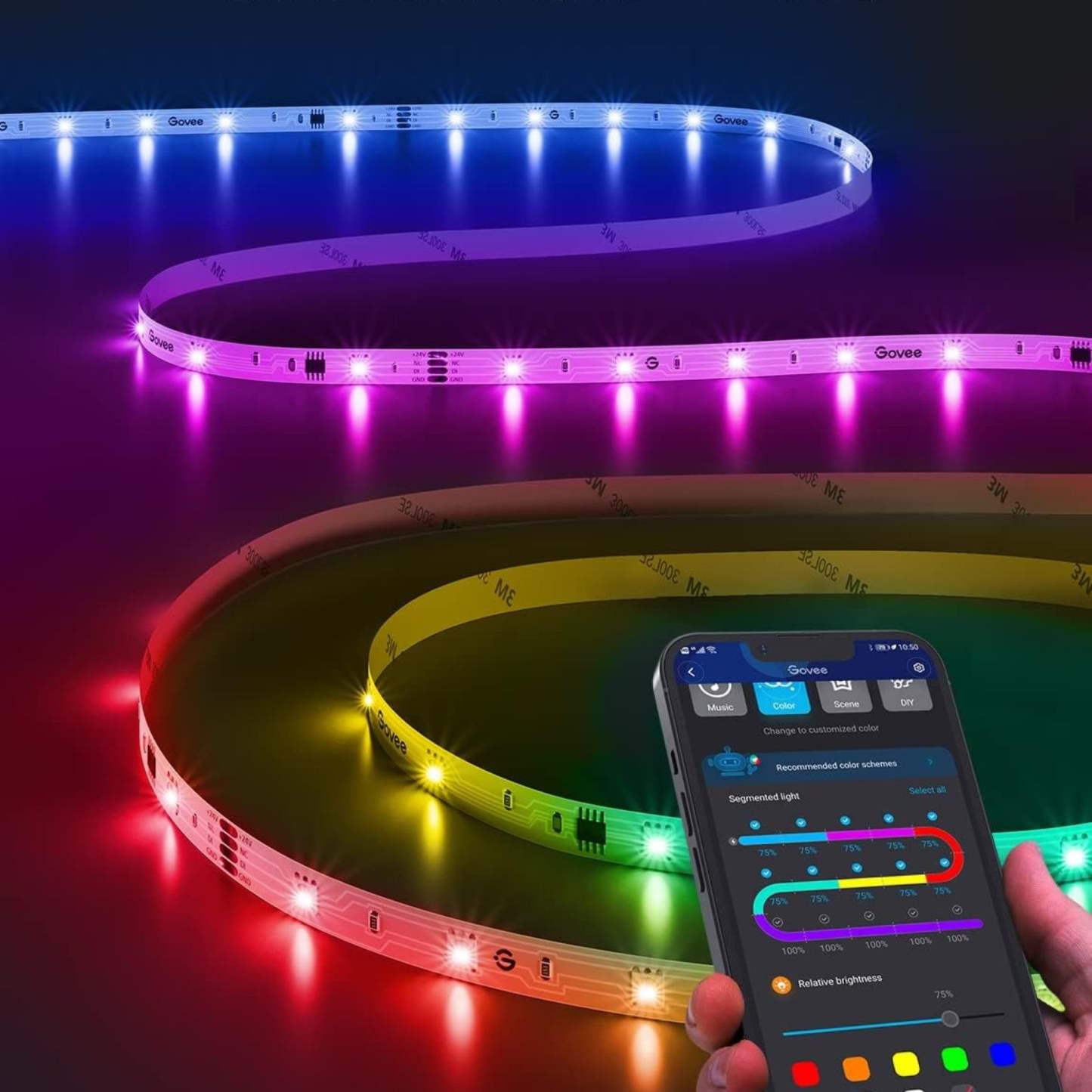 Smart LED Strip Lights With RGBIC Color Effects-LED Solar Fairy Lights