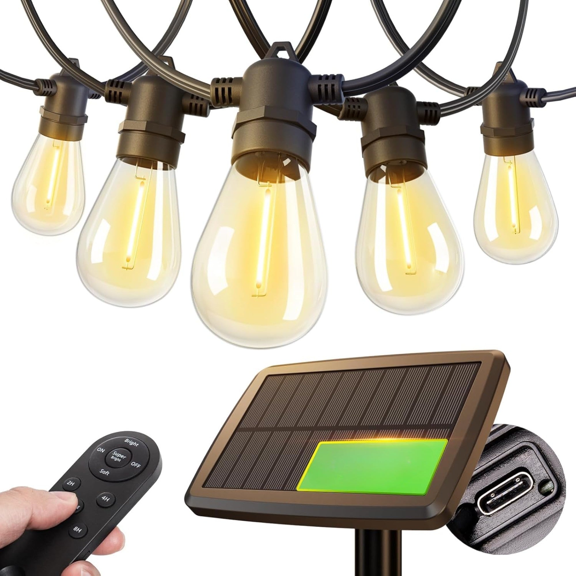 USB Rechargeable Solar String Lights for Outdoor Use-LED Solar Fairy Lights