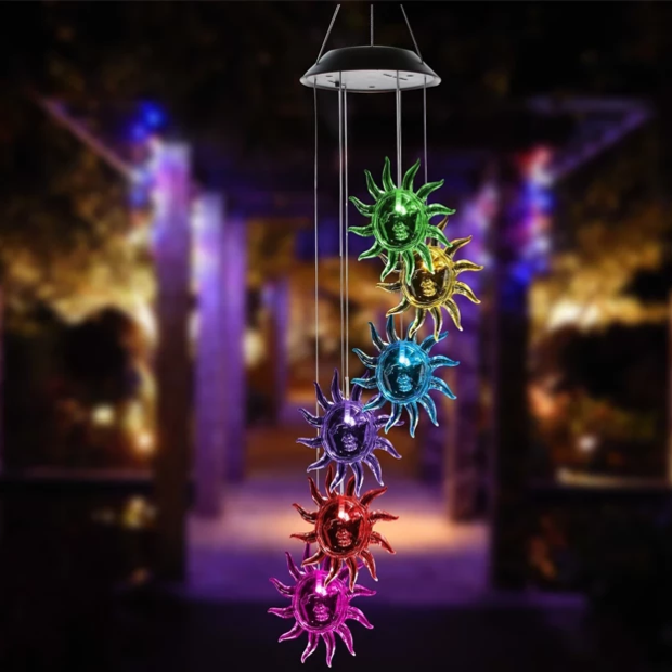 Solar Wind Chime With Color Changing LED Waterproof Outdoor Decorative Lights-LED Solar Fairy Lights