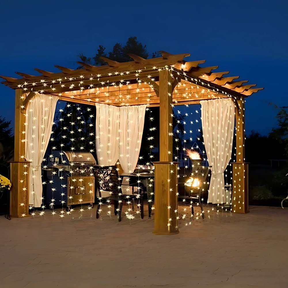 10Ft 300-LED Warm White String Curtain Light Upgraded