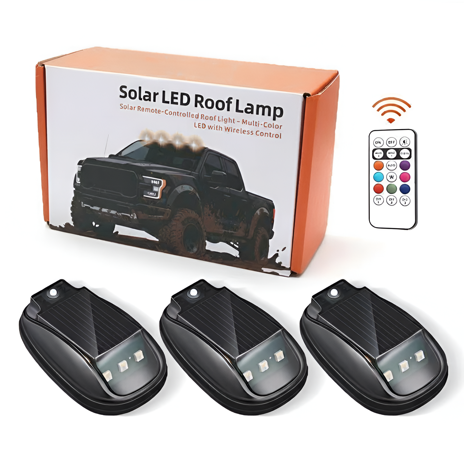 Solar Car Roof RGB Strobe Light Set