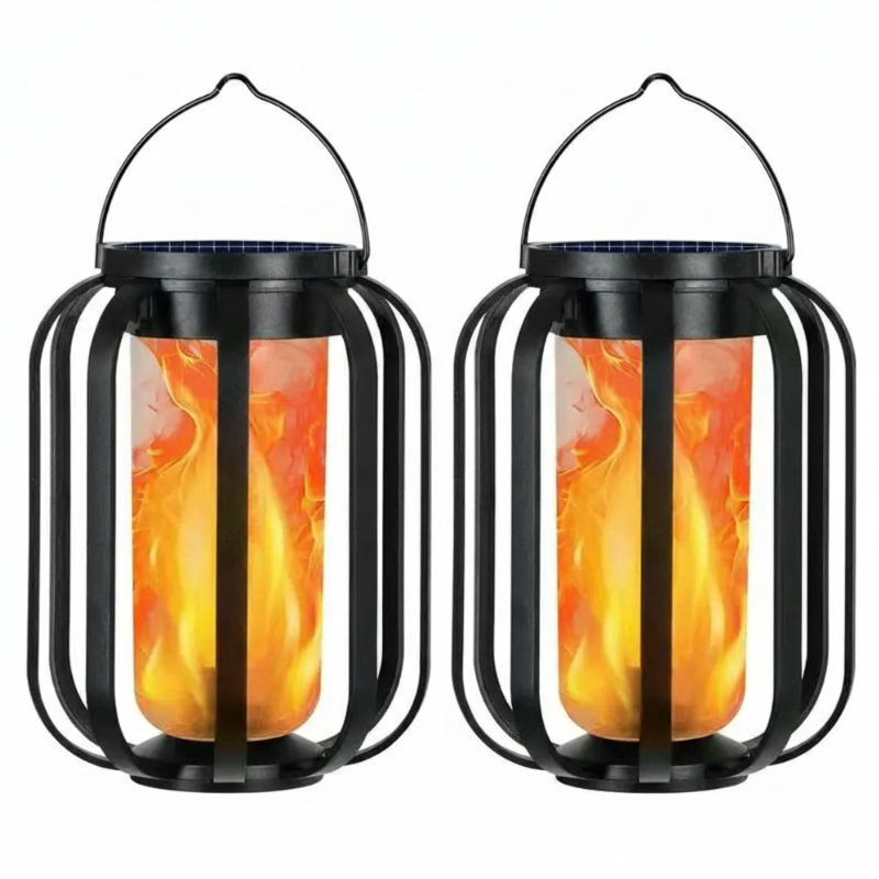 2 pack Christmas gifts Solar lantern outdoor light with base, upgraded flickering flame solar lantern outdoor waterproof light, solar lantern for patio garden room decoration, flame garden lantern for outdoor patio walkway decoration, holiday decorations