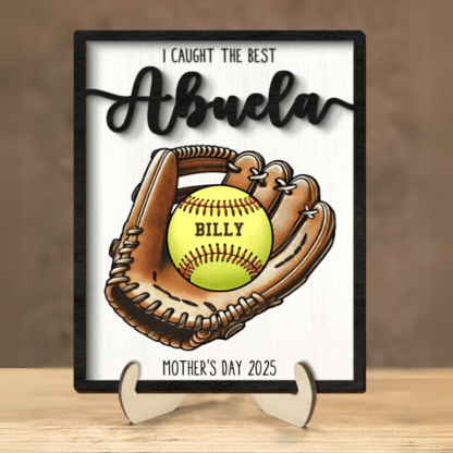 Mothers Day Personalized Baseball Glove Display - Solar Flame Torch