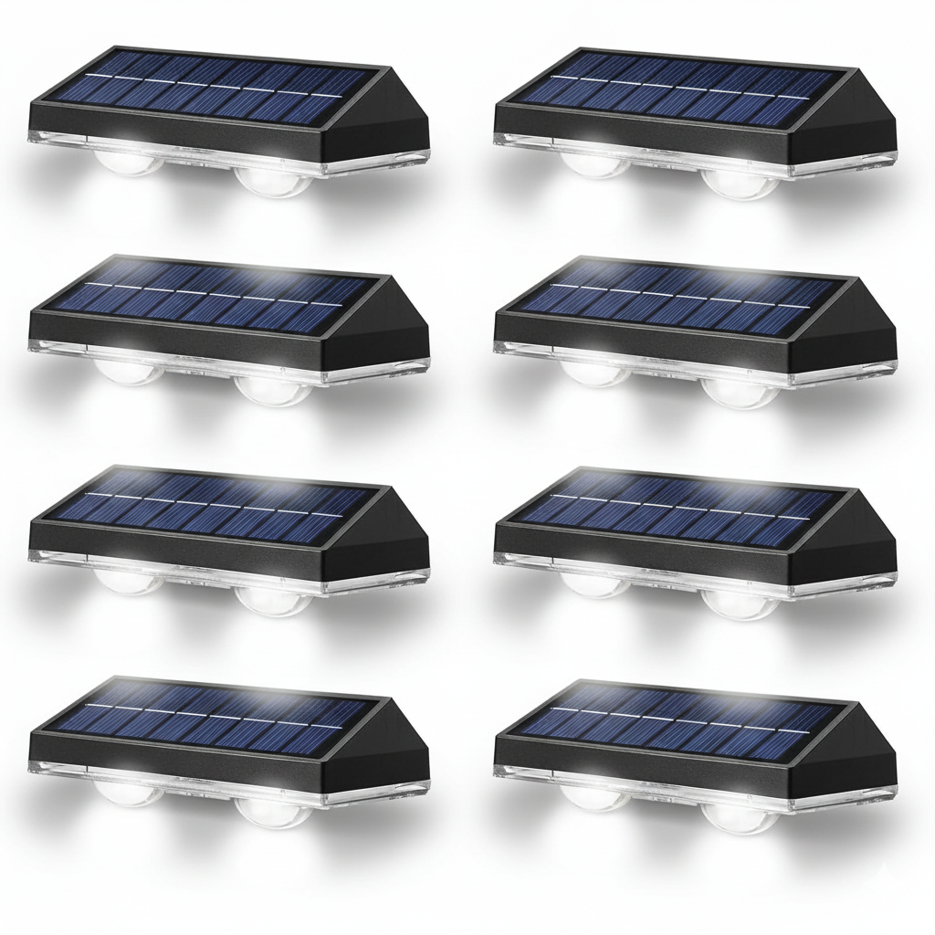 Solar Fence Lights Outdoor 8 Pack Waterproof LED 3 Mode