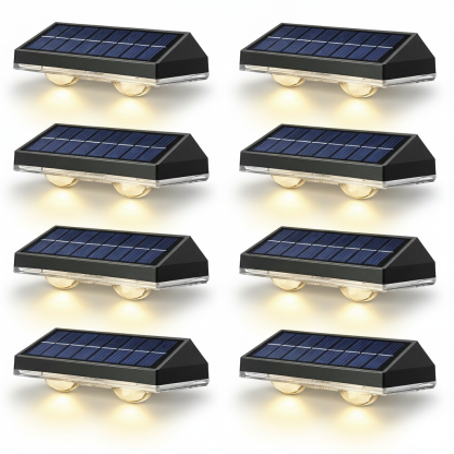 Solar Fence Lights Outdoor 8 Pack Waterproof LED 3 Mode