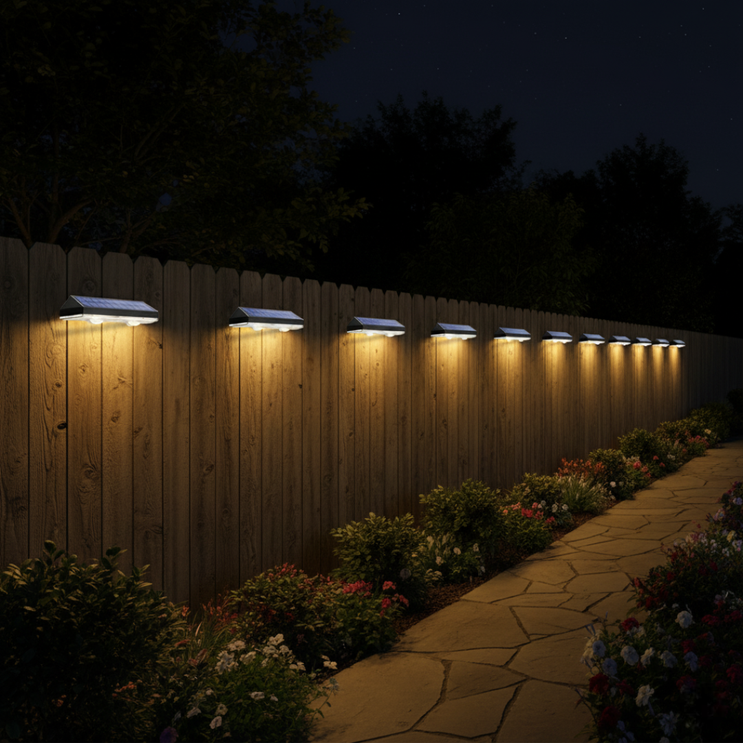 Solar Fence Lights Outdoor 8 Pack Waterproof LED 3 Mode
