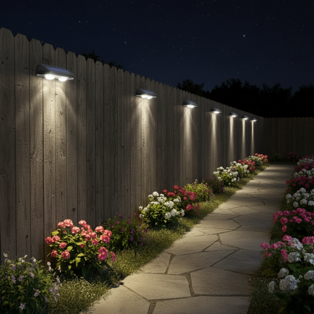 Solar Fence Lights Outdoor 8 Pack Waterproof LED 3 Mode