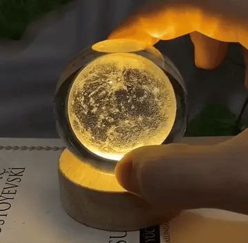 Galaxy Crystal Ball Night Lamp With 3D Cosmic Design - Solar Flame Torch
