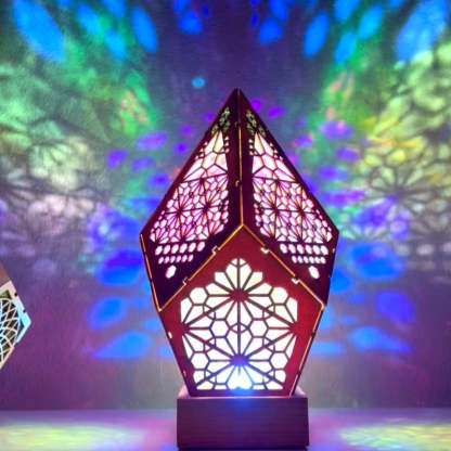 LED Geometric Bohemian Polar Star Wooden Floor Lamp Light-LED Solar Fairy Lights
