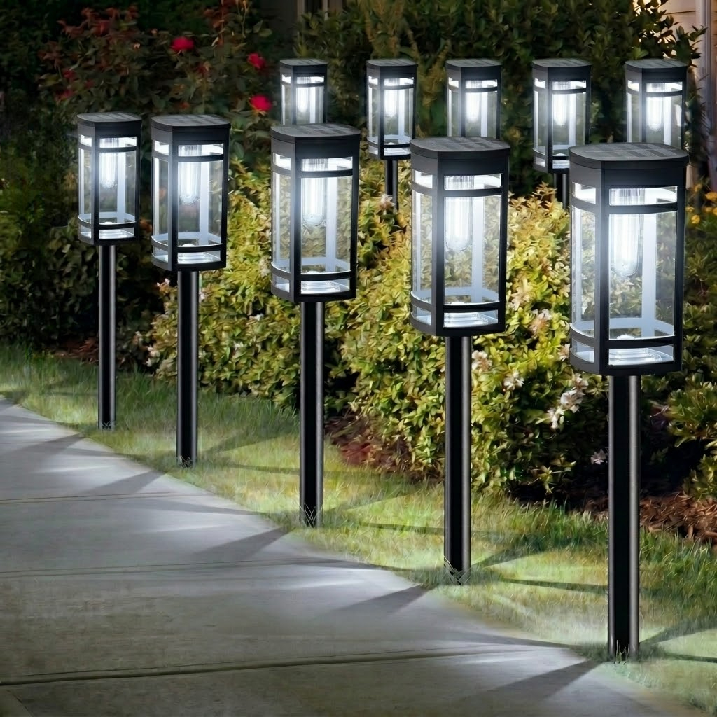 Pack Of 10 Solar Pathway Lights Outdoor Waterproof For Garden