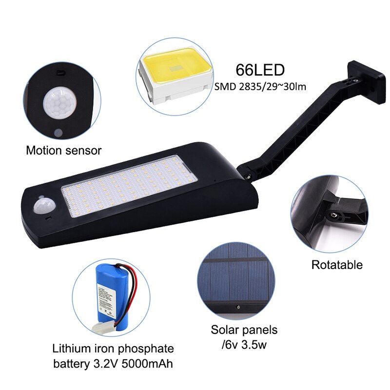 66 Led Solar Light Waterproof Street Light-LED Solar Fairy Lights
