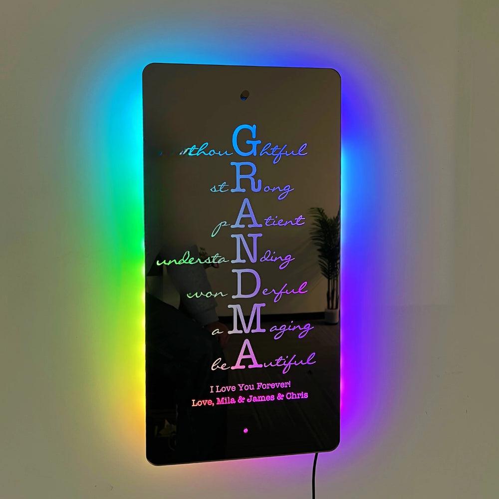 Personalized Acrylic Mirror With LED Light - Solar Flame Torch