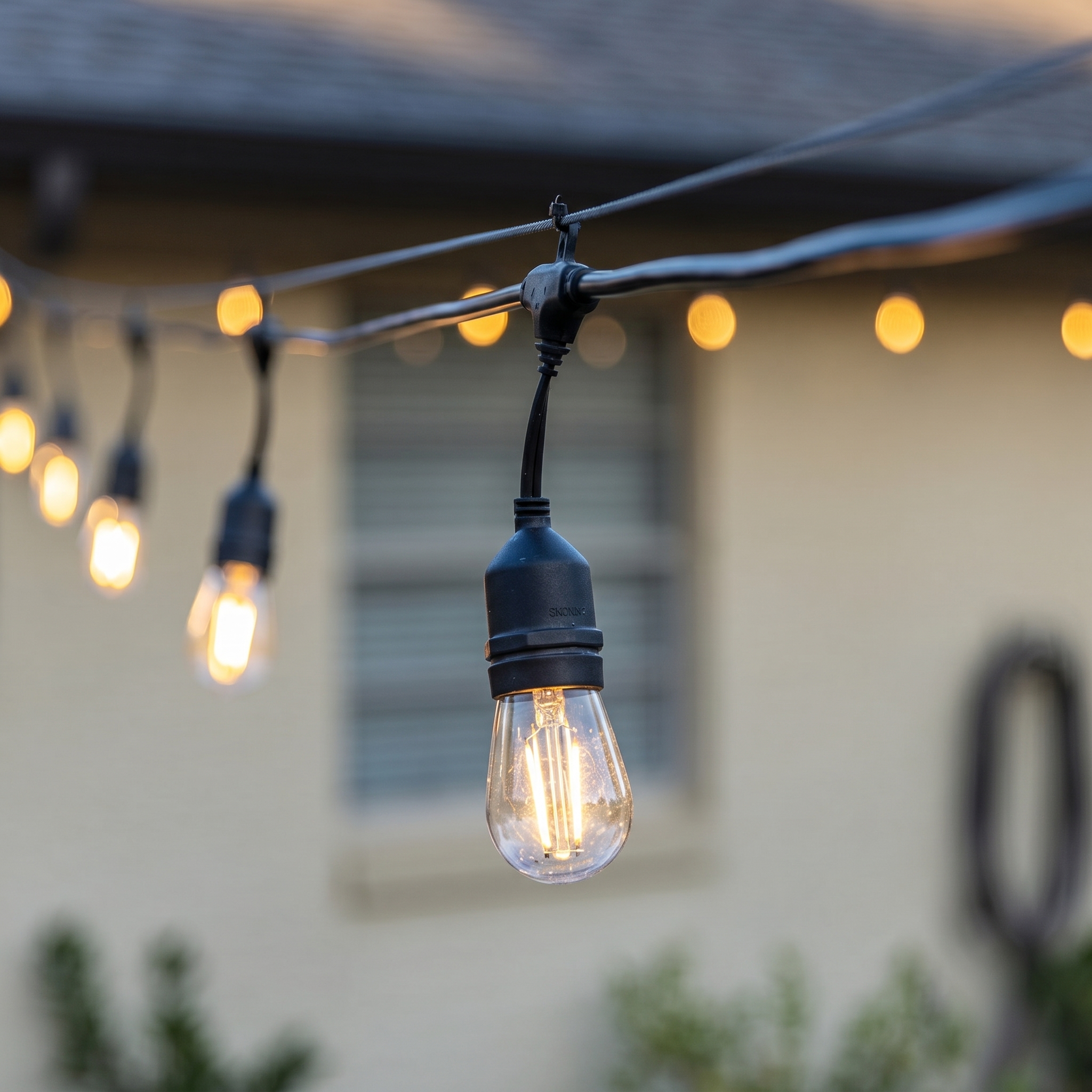 Outdoor LED Cafe String Lights With 24 Bulbs For Patio And Backyard
