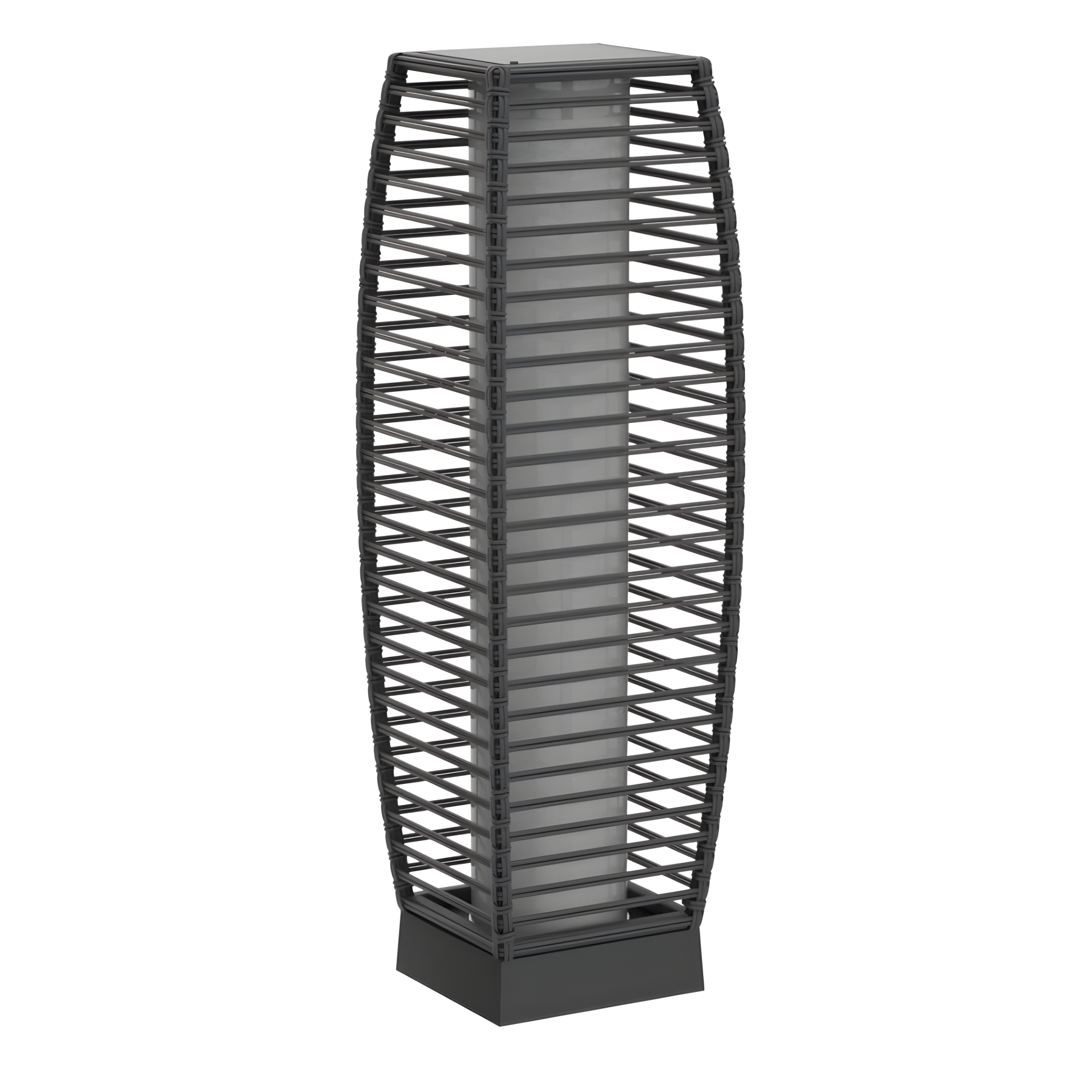 Outdoor Solar Powered Floor Lamp With Wicker Lantern Design