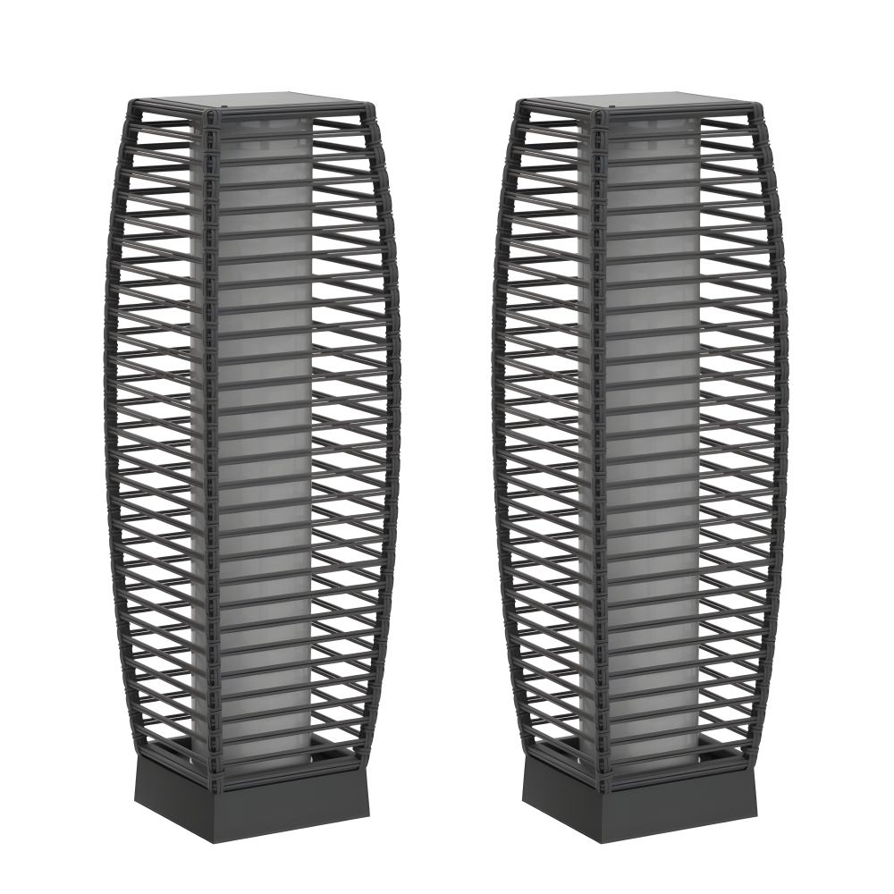 Outdoor Solar Powered Floor Lamp with Wicker Lantern Design for Garden and Porch Decor