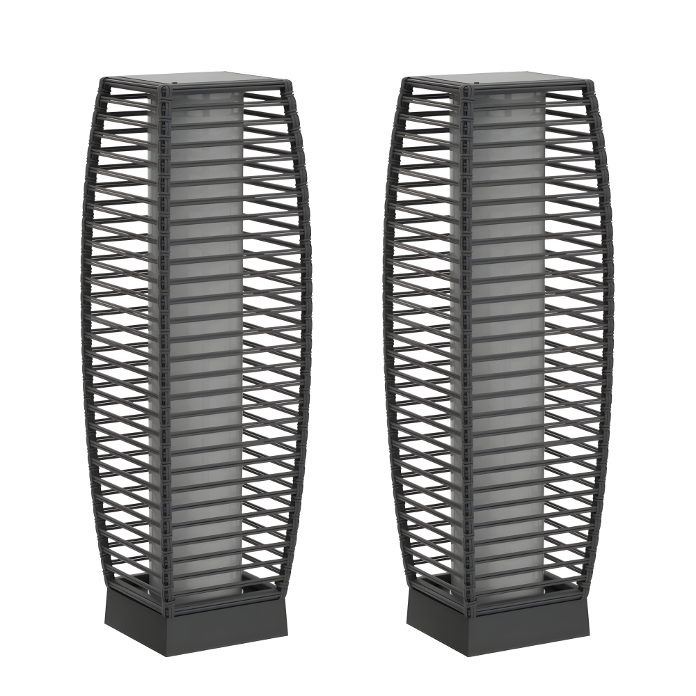 Outdoor Solar Powered Floor Lamp with Wicker Lantern Design for Garden and Porch Decor