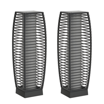 Outdoor Solar Powered Floor Lamp with Wicker Lantern Design for Garden and Porch Decor