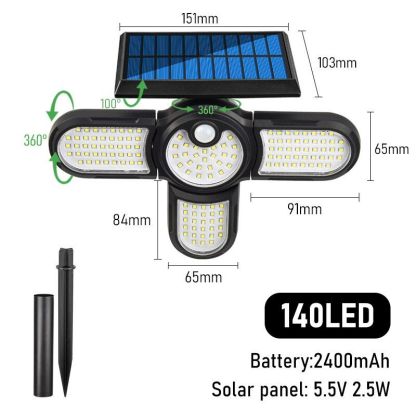 Four Heads LED Outdoor Solar Lamp-LED Solar Fairy Lights