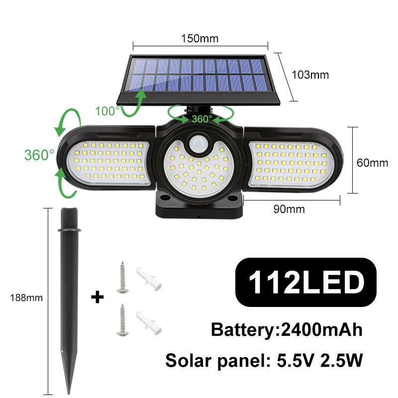Three Heads LED Outdoor Solar Lamp-LED Solar Fairy Lights