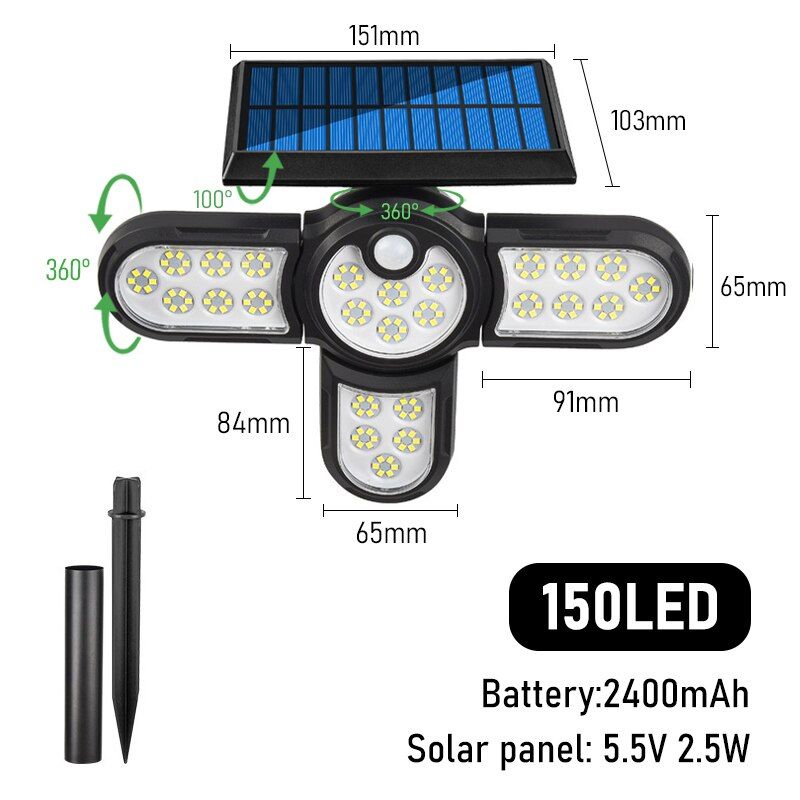 Four Heads LED Outdoor Solar Lamp-LED Solar Fairy Lights