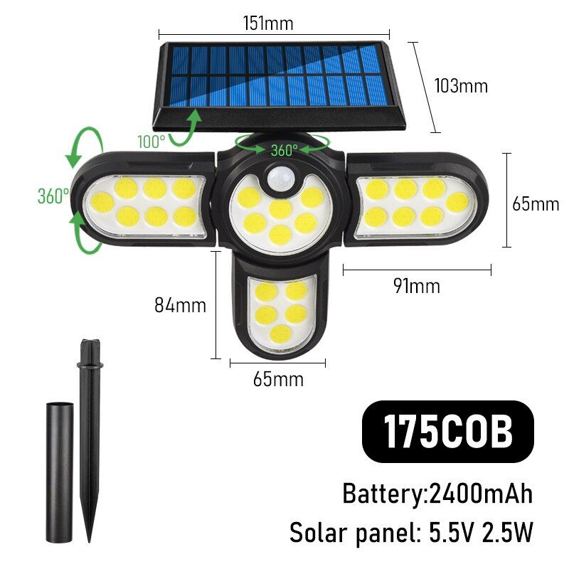 Four Heads LED Outdoor Solar Lamp-LED Solar Fairy Lights