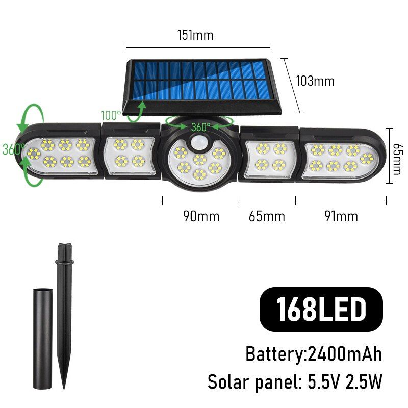 Five Heads LED Outdoor Solar Lamp-LED Solar Fairy Lights