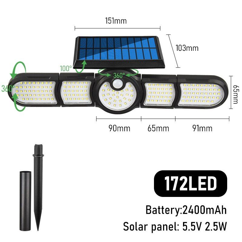 Five Heads LED Outdoor Solar Lamp-LED Solar Fairy Lights